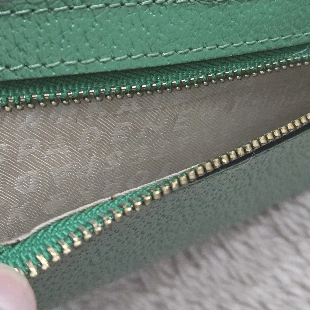 Kate Spade New York Darcy Slim Bifold Wallet Designer Green Leather Snap Zipper